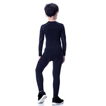 LANBAOSI Boys & Girls Long Sleeve Compression Shirts and Pant 2 Pcs Set Black