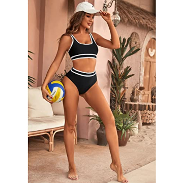 BMJL Women's High Waisted Bikini Set in Black