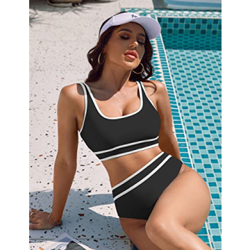 BMJL Women's High Waisted Bikini Set in Black