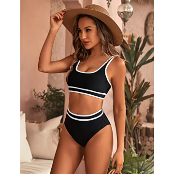 BMJL Women's High Waisted Bikini Set in Black