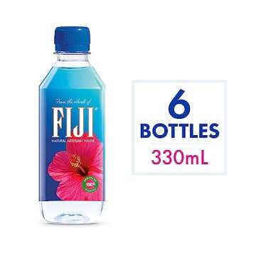 FIJI Natural Artesian Water 330 mL / 11.15 Fl Ounce Bottle (Pack of 6) - 100% Recycled Plastic