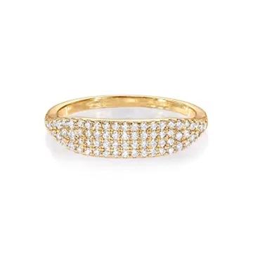 PAVOI 14K Gold Plated Slim Signet Ring | Lightweight Elegance