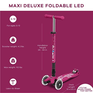 Micro Maxi Deluxe Foldable LED Scooter for Kids