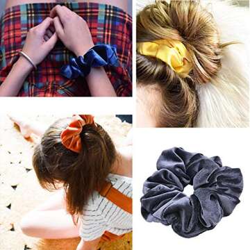 Hair Scrunchies 10 Pcs Velvet Elastic Hair Bands Scrunchy Hair Ties Ropes Scrunchie for Women Girls ...