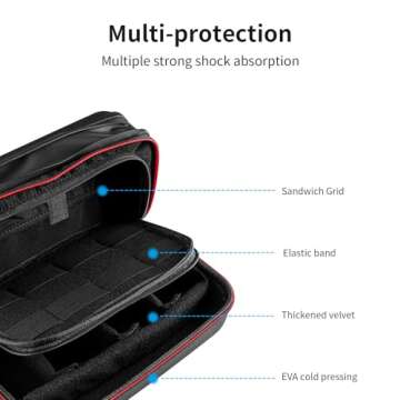 TELESIN Large Carry Case Carrying Travel Bag for GoPro Max Hero 13 12 11 10 9 8 7 6 5 DJI Action 3 4 5 Osmo Pocket 3 Insta360 X3 Go3 Ace Pro Battery Charger Strap Mount Accessories