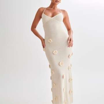 Faretumiya Women Crochet Maxi Dress | Spaghetti Strap Beach Cover Up