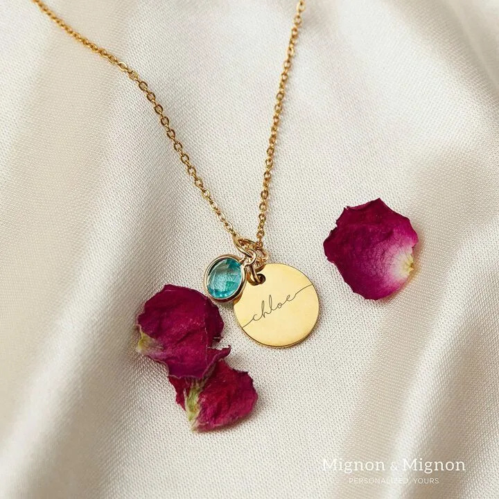 Custom Birthstone Name Necklace for Women - Unique Gift