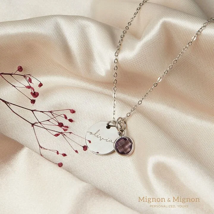 Custom Birthstone Name Necklace for Women - Unique Gift