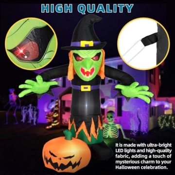 8FT Inflatable Witch with LED Lights for Halloween