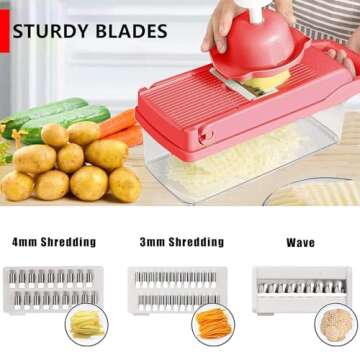 Artbros Vegetable Chopper Pro Onion Chopper - 13 in 1 Multi-Functional Food Chopper Kitchen Mandoline Slicer Veggie Dicer Cutter with Container - Pink