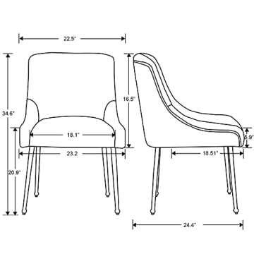 Stylish ZHENGHAO Black Dining Chairs Set of 6 with Gold Legs