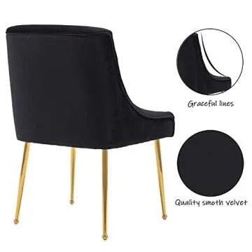 Stylish ZHENGHAO Black Dining Chairs Set of 6 with Gold Legs