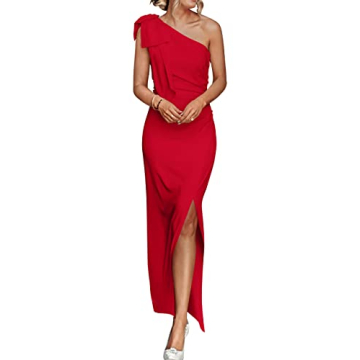 PRETTYGARDEN Women's Elegant One Shoulder Maxi Dress for Weddings and Formal Events