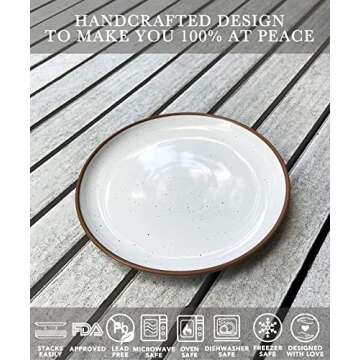 Mora Ceramic Dinner Plates, Salad Plates, Cereal Bowls Bundle. Microwave, Oven and Dishwasher Safe, Scratch Resistant, Modern Dinnerware - Vanilla White