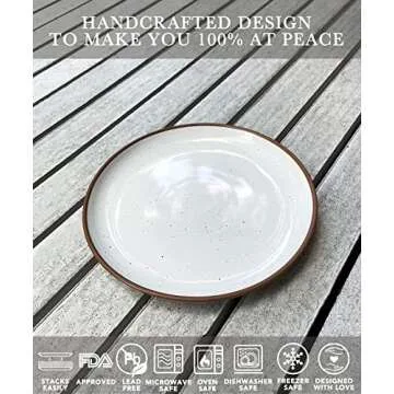 Mora Ceramic Dinner Plates, Salad Plates, Cereal Bowls Bundle. Microwave, Oven and Dishwasher Safe, Scratch Resistant, Modern Dinnerware - Vanilla White