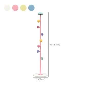 CODOMI Metal Coat Rack Stand with Mushroom Hooks and 12'' Width Stone Base, Coat Rack Freestanding, Coat Tree, Children's Clothes Hanger Floor-standing, Bag Bracket for Home Entry-way, 66''H Pink