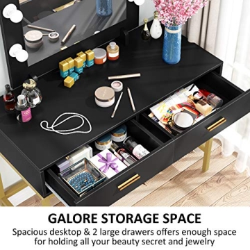 Tribesigns Lighted Vanity Table Set with Mirror and Stool