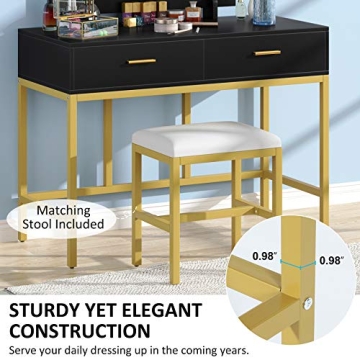 Tribesigns Lighted Vanity Table Set with Mirror and Stool