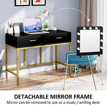 Tribesigns Lighted Vanity Table Set with Mirror and Stool