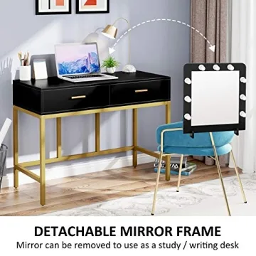 Tribesigns Lighted Vanity Table Set with Mirror and Stool
