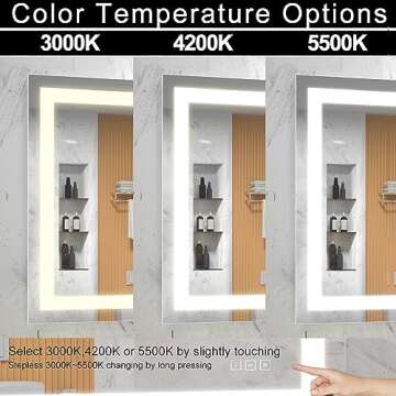 40 x 32 inch LED Lighted Bathroom Mirror, Wall Mounted Dimmable Makeup Vanity Mirror, Tempered Glass...