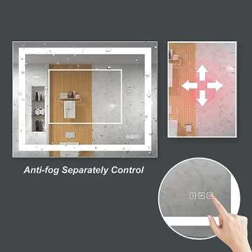 40 x 32 inch LED Lighted Bathroom Mirror, Wall Mounted Dimmable Makeup Vanity Mirror, Tempered Glass Anti-Fog Mirror, 3-Color Adjustable Warm/Natural/White Light, Horizonal & Vertical, ETL Listed