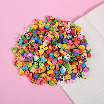 300 Pieces Mini Animal Fruit Collection Erasers for Kids, Bulk Small Pencil Erasers for Classroom Homework Rewards, Party Favors, Gift Filling