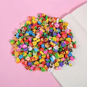 300 Pieces Mini Animal Fruit Collection Erasers for Kids, Bulk Small Pencil Erasers for Classroom Homework Rewards, Party Favors, Gift Filling