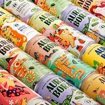 Aura Bora, Cactus Rose Herbal Sparkling Water, 12 oz Can (Pack of 12), 0 Calories, 0 Sugar, 0 Sodium, Non-GMO