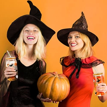 Lallisa 4 Pack Halloween Glass Cups for Iced Coffee