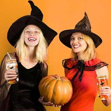 Lallisa 4 Pack Halloween Glass Cups for Iced Coffee