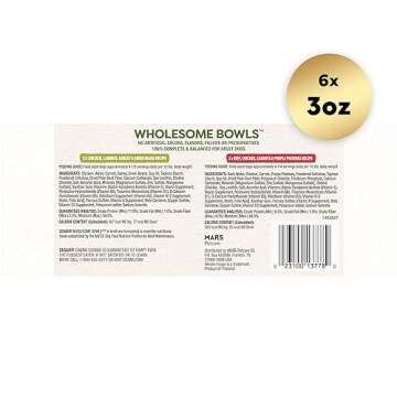 CESAR WHOLESOME BOWLS Adult Soft Wet Dog Food, Chicken, Carrots, Barley & Green Beans Recipe and Bee...