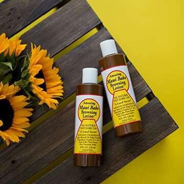 Maui Babe Browning Lotion 8oz (2 Pack) with Ecoholid Cosmetic Bag – Suntan Lotion for Outdoor or Indoor Tanning Bed