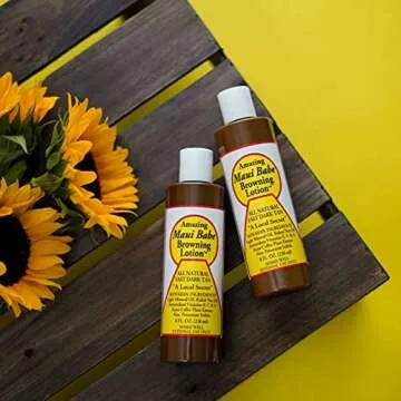 Maui Babe Browning Lotion 8oz (2 Pack) with Ecoholid Cosmetic Bag – Suntan Lotion for Outdoor or Indoor Tanning Bed