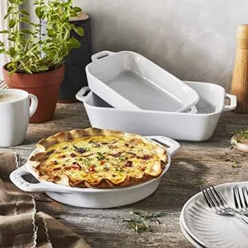 STAUB 9-Inch Ceramics Bakeware Pie Dish - White