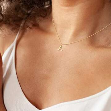 Foxgirl Gold Initial Necklaces for Women, Dainty Gold Letter Necklace Tiny A-Z Pendant Choker Necklace Trendy Cute Personalized Monogram Name Necklace Gold Jewelry Necklace for Women Gift