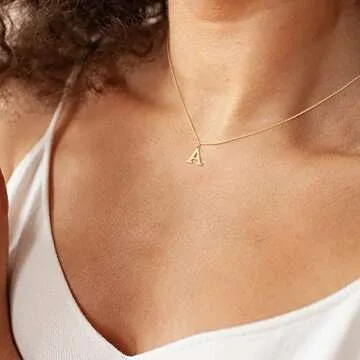Foxgirl Gold Initial Necklaces for Women, Dainty Gold Letter Necklace Tiny A-Z Pendant Choker Necklace Trendy Cute Personalized Monogram Name Necklace Gold Jewelry Necklace for Women Gift