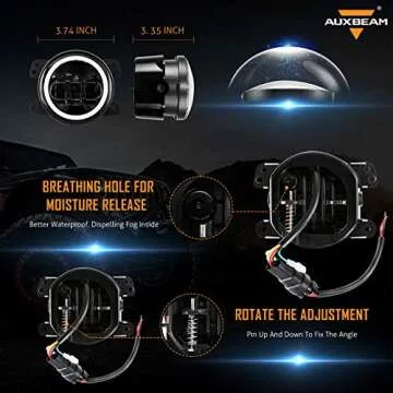 Auxbeam 4" LED Fog Lights Jeep Wrangler JK JKU 2007-2018