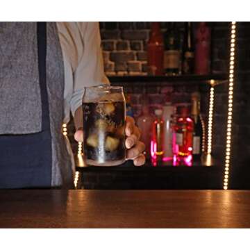 Glaver's Drinking Glasses 4pc Can Shaped Glass Cup Set, 16oz Beer Can Glass Coffee Cups, Cocktail Glasses, Water, Soda, Smoothie, Juice, Can Glasses. Dishwasher Safe