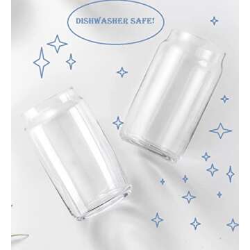 Glaver's Drinking Glasses 4pc Can Shaped Glass Cup Set, 16oz Beer Can Glass Coffee Cups, Cocktail Glasses, Water, Soda, Smoothie, Juice, Can Glasses. Dishwasher Safe