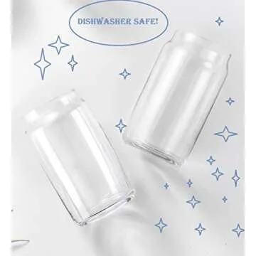 Glaver's Drinking Glasses 4pc Can Shaped Glass Cup Set, 16oz Beer Can Glass Coffee Cups, Cocktail Glasses, Water, Soda, Smoothie, Juice, Can Glasses. Dishwasher Safe