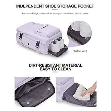 VECAVE Carry On Backpack for Women,Large Travel Backpack Flight Approved,Waterproof 17 Inch Laptop Backpack Business Work Backpacks Men Mochila De Viaje Purple