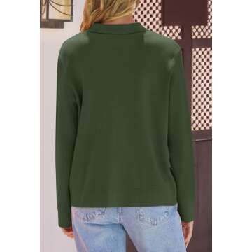 MEROKEETY Women's Long Sleeve Cardigan Sweaters Open Front Button Knit Shacket Jacket with Pockets, ArmyGreen, Large