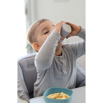 BEABA Silicone 4 Piece Baby Feeding Set, Suction Plates for Baby, Includes Baby Plate, Baby Bowl, Baby Cup, 2nd Stage Silicone Spoon, High Grade Food Safe Silicone, Baby Must Haves, Rain