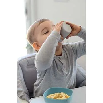 BEABA Silicone 4 Piece Baby Feeding Set, Suction Plates for Baby, Includes Baby Plate, Baby Bowl, Baby Cup, 2nd Stage Silicone Spoon, High Grade Food Safe Silicone, Baby Must Haves, Rain