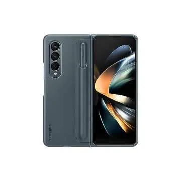 SAMSUNG Galaxy Z Fold4 Standing Cover with S Pen and S Pen Holder, Protective Phone Case with Kickstand for Hands Free Viewing, US Version, Gray Green