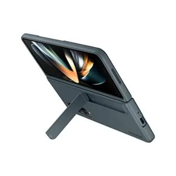 SAMSUNG Galaxy Z Fold4 Standing Cover with S Pen and S Pen Holder, Protective Phone Case with Kickstand for Hands Free Viewing, US Version, Gray Green