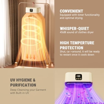 Compact Portable Clothes Dryer with Remote Control and Timer