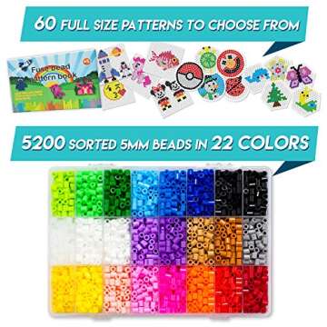 shinshin creation Large Fuse Beads kit, Melty Beads Melting Beads for Kids Crafts | Iron Beads for Kids kit - Fuse Beads Pegboards, pearler Beads. Hama Beads Compatible - 5200pcs 5mm