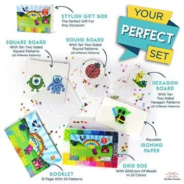 shinshin creation Large Fuse Beads kit, Melty Beads Melting Beads for Kids Crafts | Iron Beads for Kids kit - Fuse Beads Pegboards, pearler Beads. Hama Beads Compatible - 5200pcs 5mm